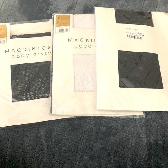 Three pairs tights logo designer print luxury brand name white black 3 large - Picture 2 of 5